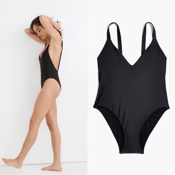 madewell second wave maillot one-piece swimsuit true black md385 women xsmall - Picture 2 of 8